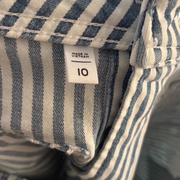 LOFT Blue White Striped Button Front A-Line Skirt Sz 10 Mini Skirt Denim - Picture 4 of 4